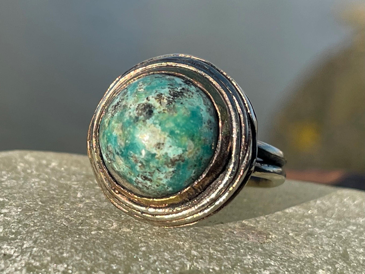 Fabulous vintage turquoise ring, boho vintage jewellery, ethical jewellery, gypsy ring. Eco friendly jewellery. Turquoise jewellery.