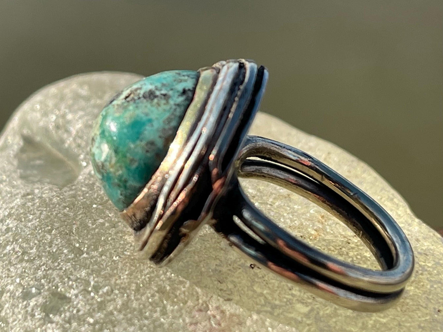 Fabulous vintage turquoise ring, boho vintage jewellery, ethical jewellery, gypsy ring. Eco friendly jewellery. Turquoise jewellery.
