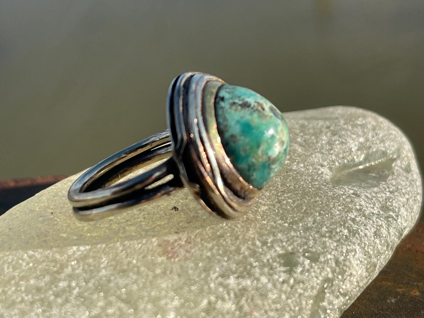 Fabulous vintage turquoise ring, boho vintage jewellery, ethical jewellery, gypsy ring. Eco friendly jewellery. Turquoise jewellery.