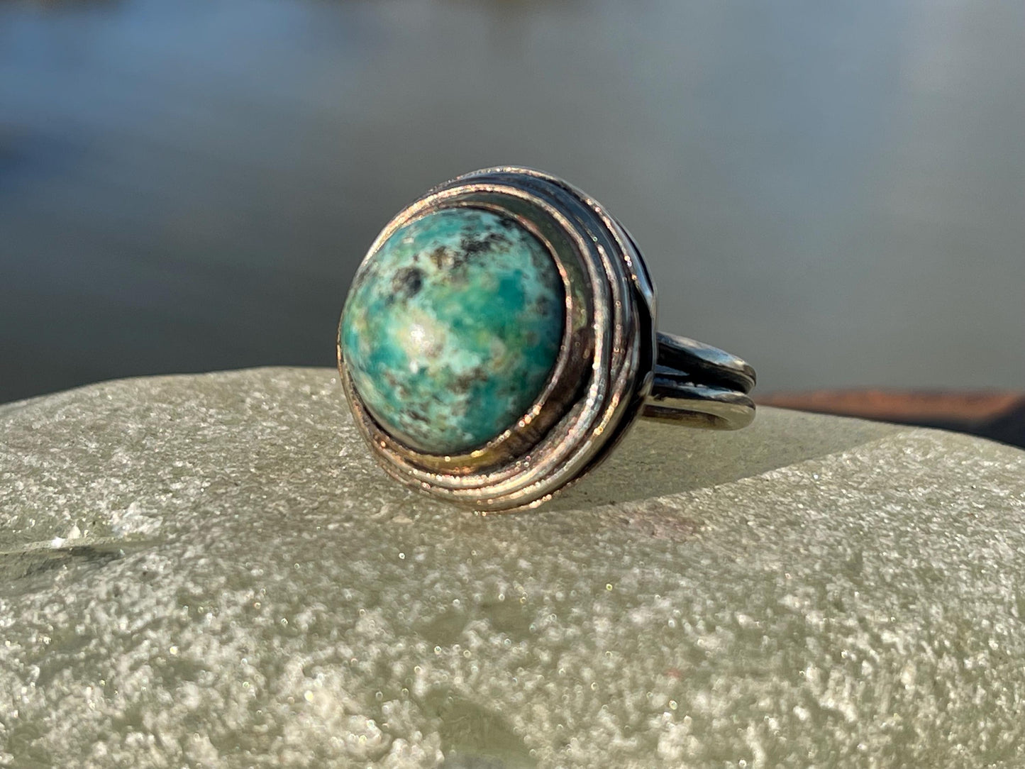 Fabulous vintage turquoise ring, boho vintage jewellery, ethical jewellery, gypsy ring. Eco friendly jewellery. Turquoise jewellery.