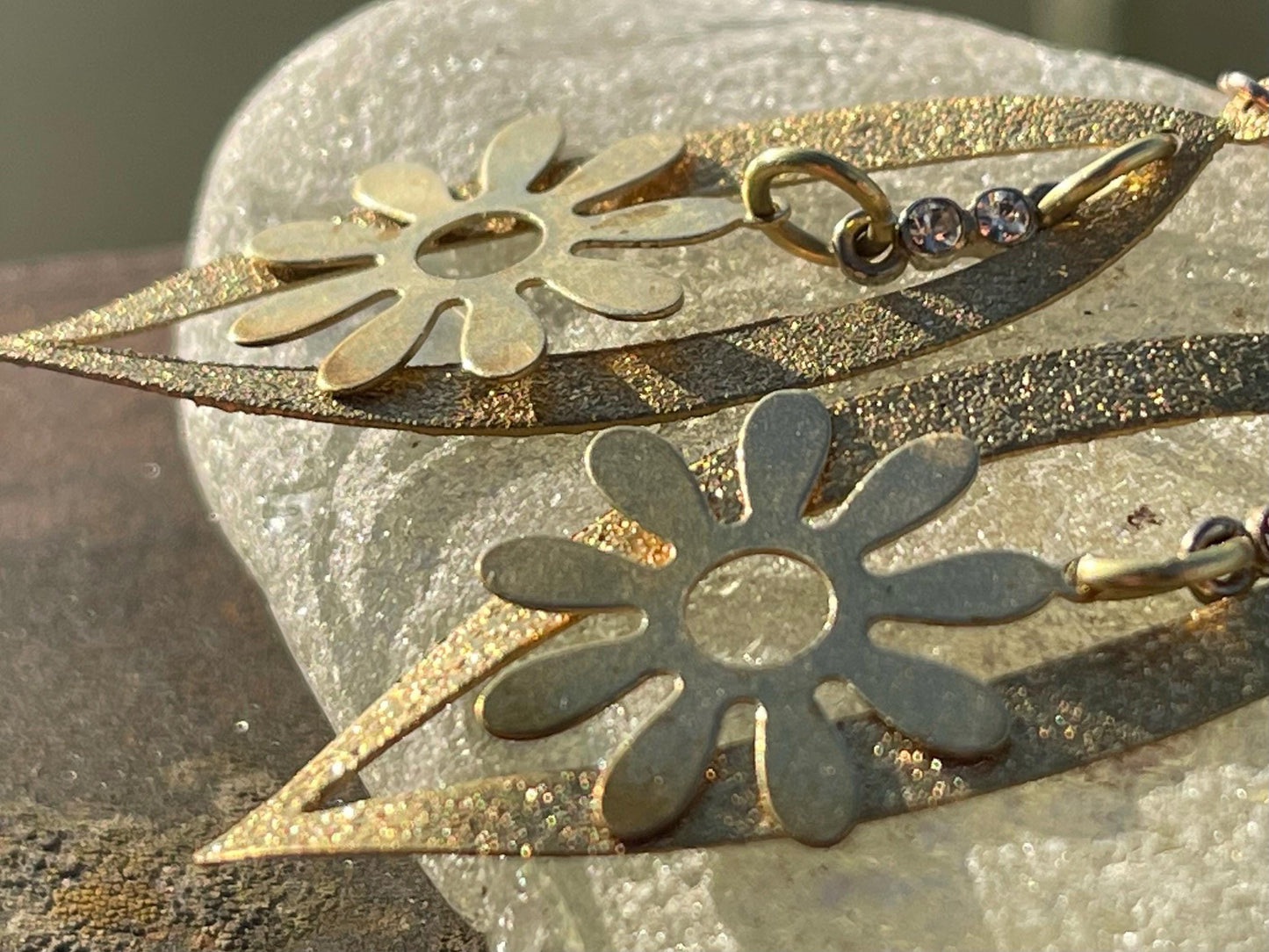 Gold tone festive earrings, Christmas jewellery, ethical jewellery, Christmas earrings, romantic gifts, sparkly earrings.