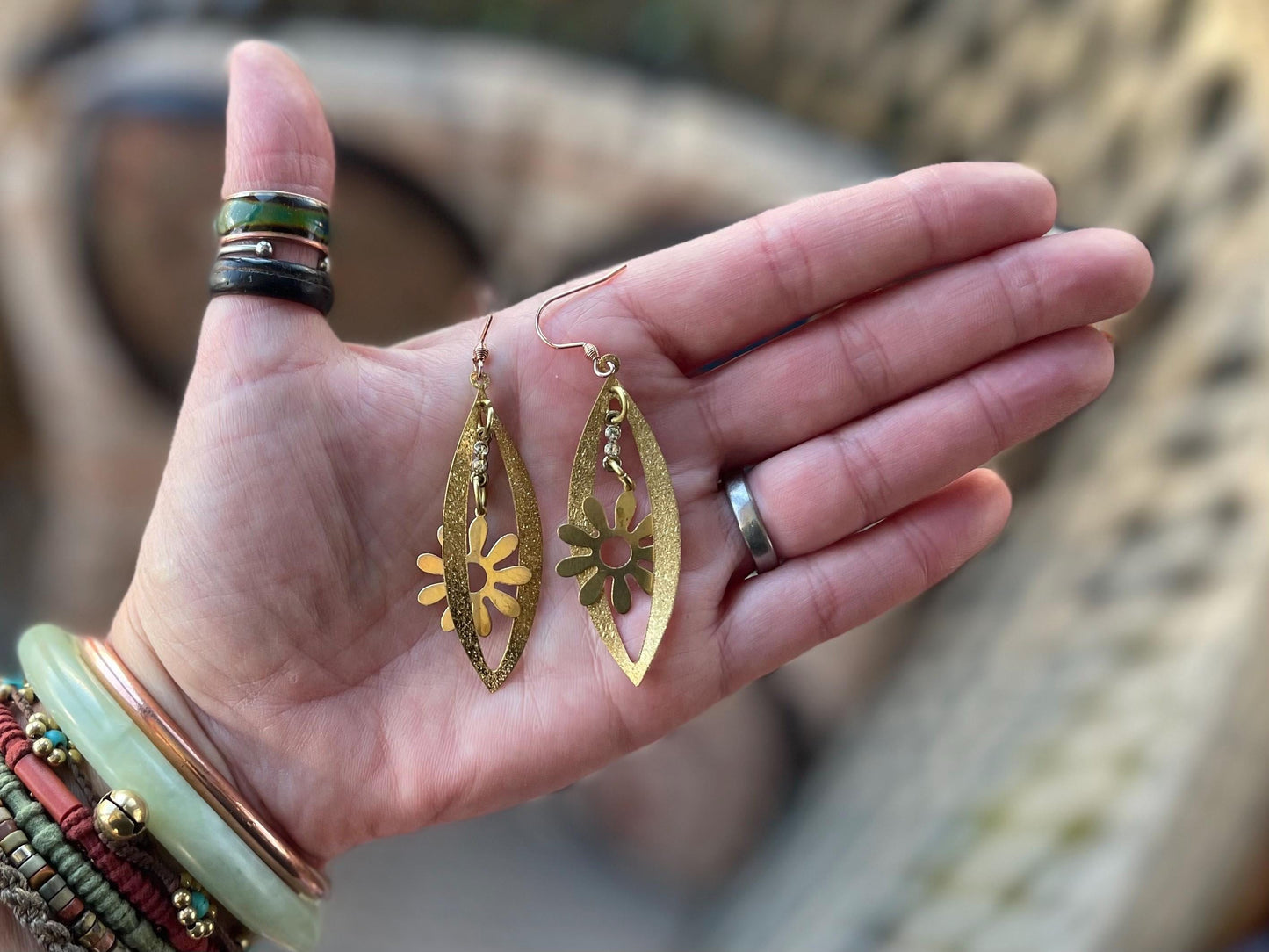 Gold tone festive earrings, Christmas jewellery, ethical jewellery, Christmas earrings, romantic gifts, sparkly earrings.