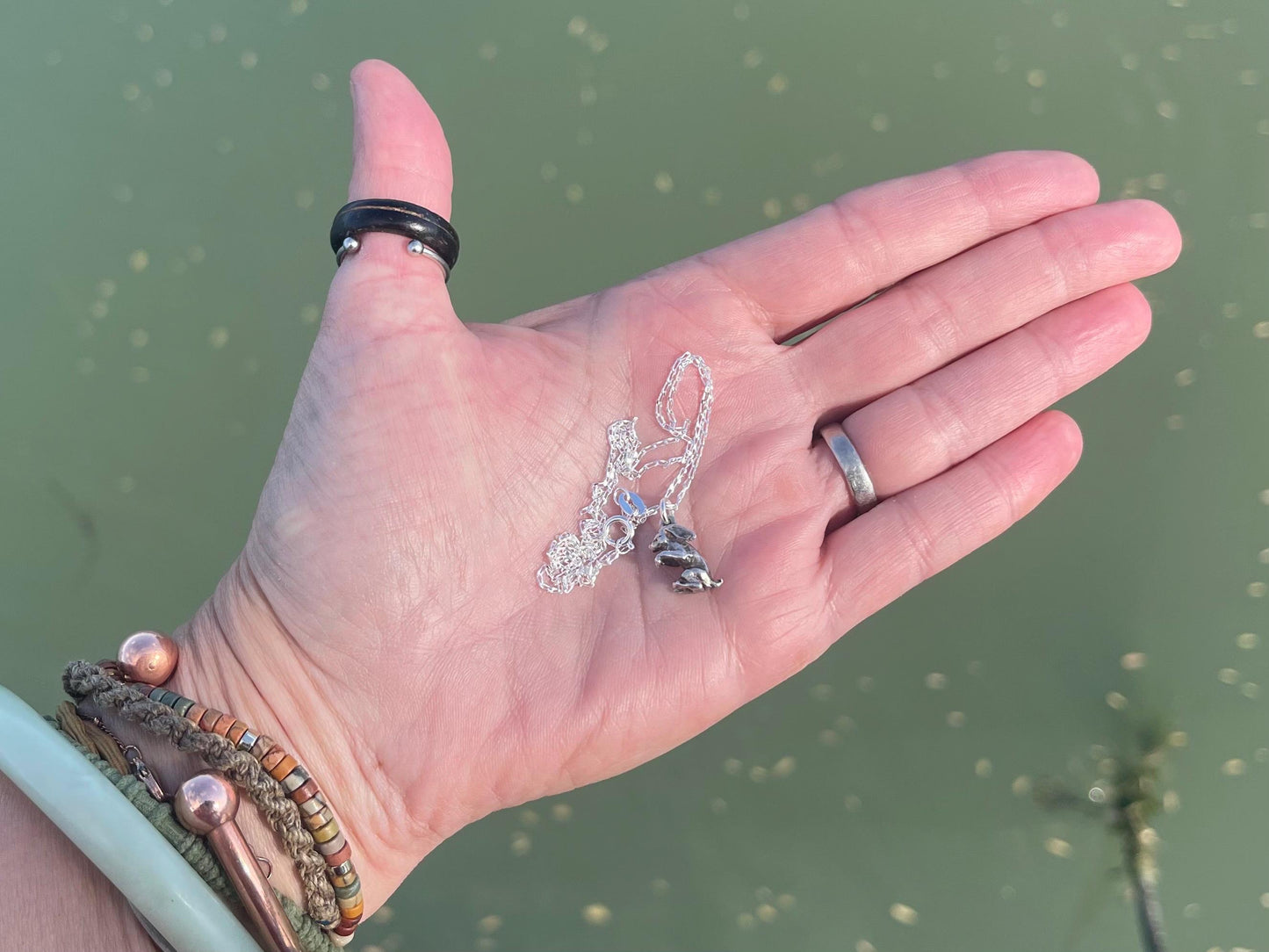 Recycled sterling silver rabbit necklace. Unique jewellery, eco friendly necklace, rabbit jewellery, rabbit pendant. Rabbit jewellery.