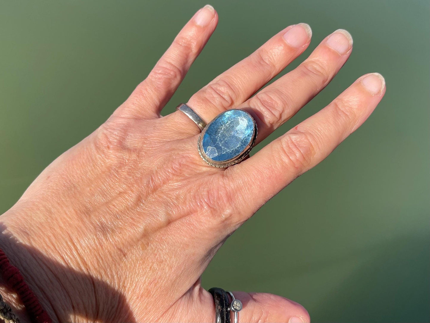 Fabulous vintage ring, large blue ring, boho vintage jewellery, ethical jewellery, gypsy ring. Gypsy jewellery, statement jewellery