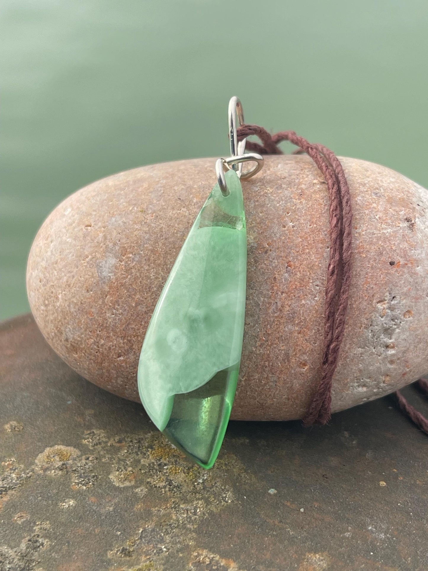 Green onyx pendant, green necklace, green jewellery, gift for him, boho handmade necklace,  romantic gift for her, ethical jewellery