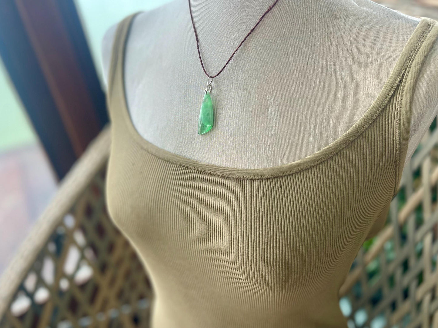 Green onyx pendant, green necklace, green jewellery, gift for him, boho handmade necklace,  romantic gift for her, ethical jewellery