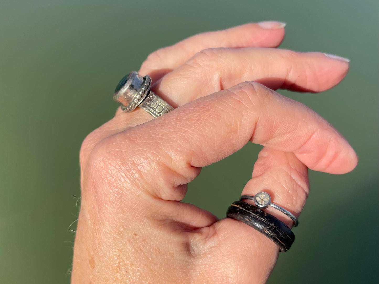 Fabulous vintage ring, large green ring, boho vintage jewellery, ethical jewellery, gypsy ring. Gypsy jewellery, statement jewellery