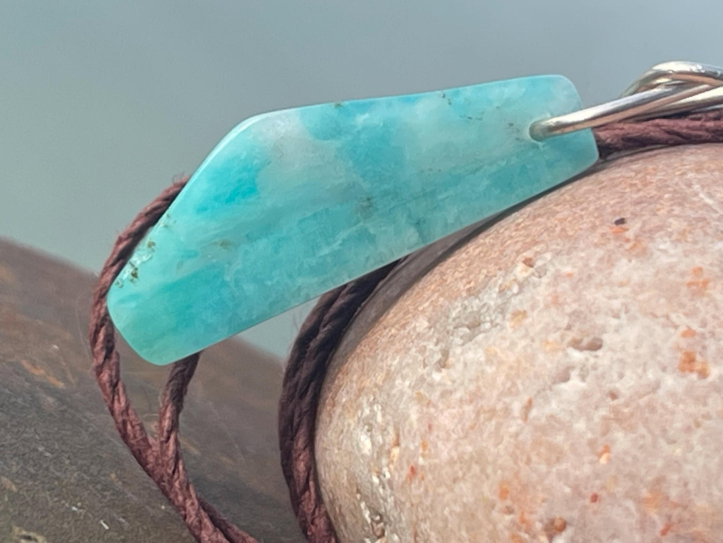 Handmade Aqua amazonite gemstone necklace on recycled silver. Eco friendly necklace, unique gifts, ethical jewellery, unique necklace