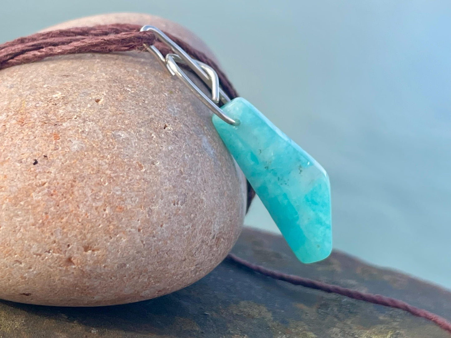 Handmade Aqua amazonite gemstone necklace on recycled silver. Eco friendly necklace, unique gifts, ethical jewellery, unique necklace