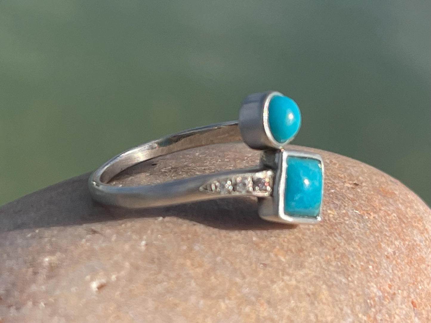 Ethically sourced turquoise ring. Unique gift for her, romantic gift, blue gemstone ring, ethical jewellery, handmade ring, boho ring