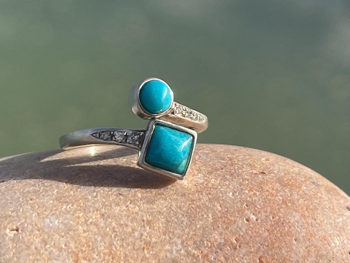 Ethically sourced turquoise ring. Unique gift for her, romantic gift, blue gemstone ring, ethical jewellery, handmade ring, boho ring