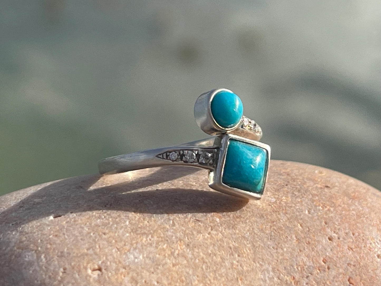 Ethically sourced turquoise ring. Unique gift for her, romantic gift, blue gemstone ring, ethical jewellery, handmade ring, boho ring