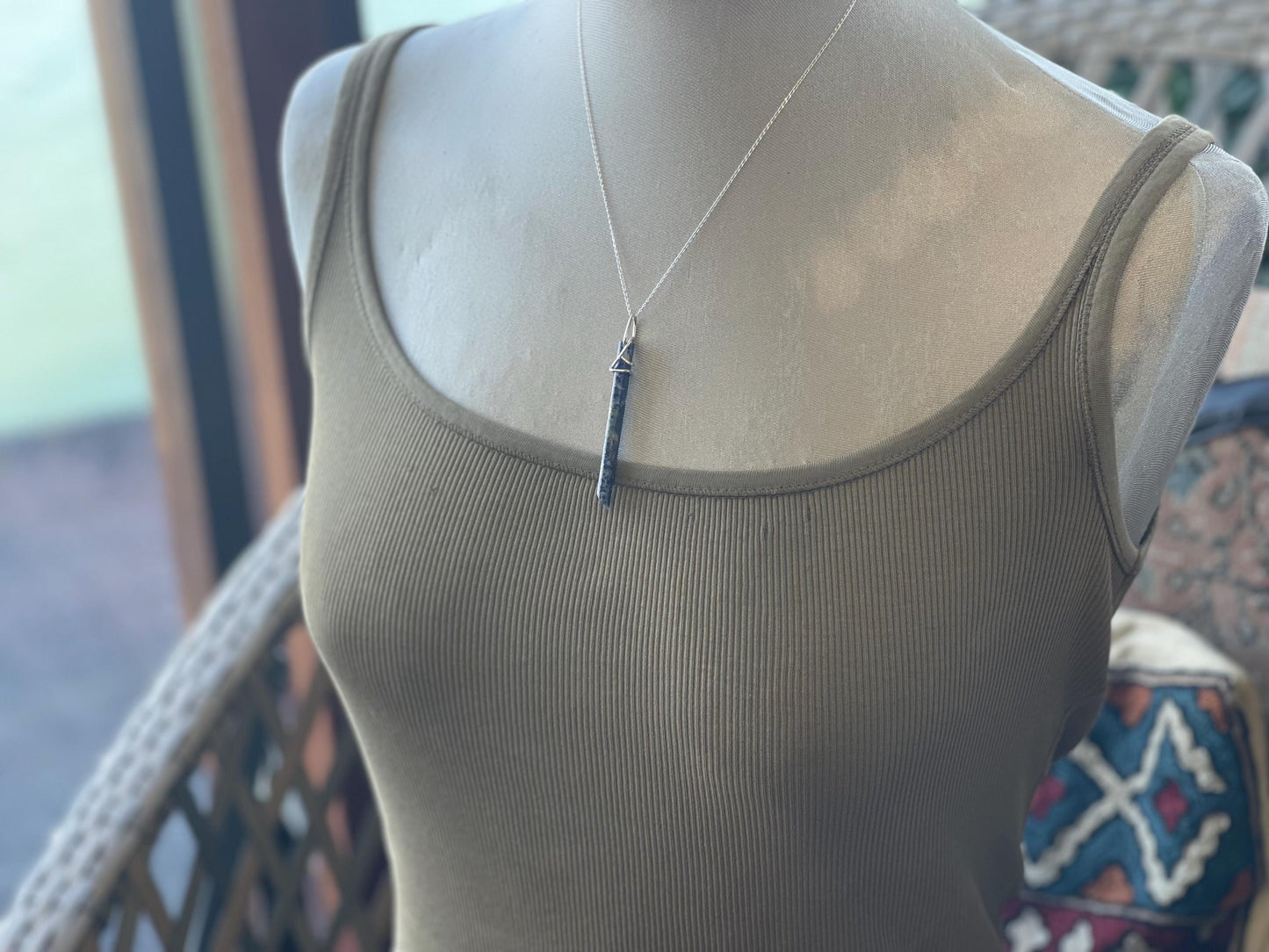 Handmade lapis lazuli necklace, Lapis Pendant Crystal Point, Chakra Reiki Healing Necklace. Romantic gift for her. Unusual lapis jewellery.