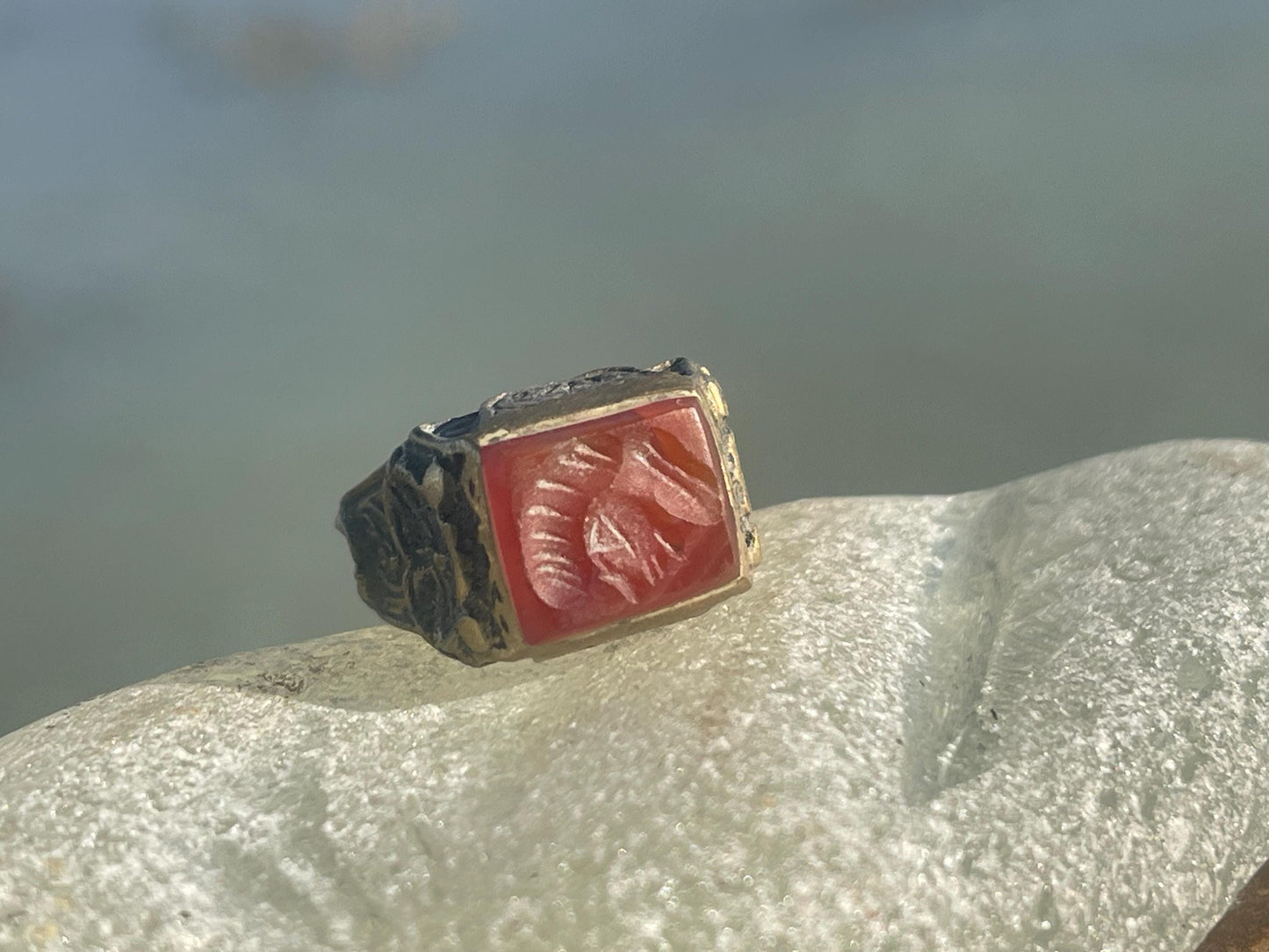 Fabulous vintage ring, Red carnelian ring, boho vintage jewellery, ethical jewellery, gypsy ring. Eco friendly jewellery.