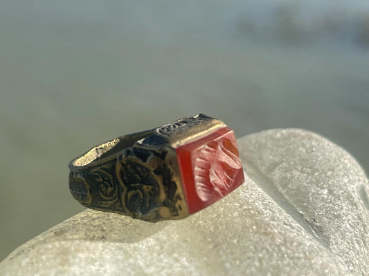 Fabulous vintage ring, Red carnelian ring, boho vintage jewellery, ethical jewellery, gypsy ring. Eco friendly jewellery.
