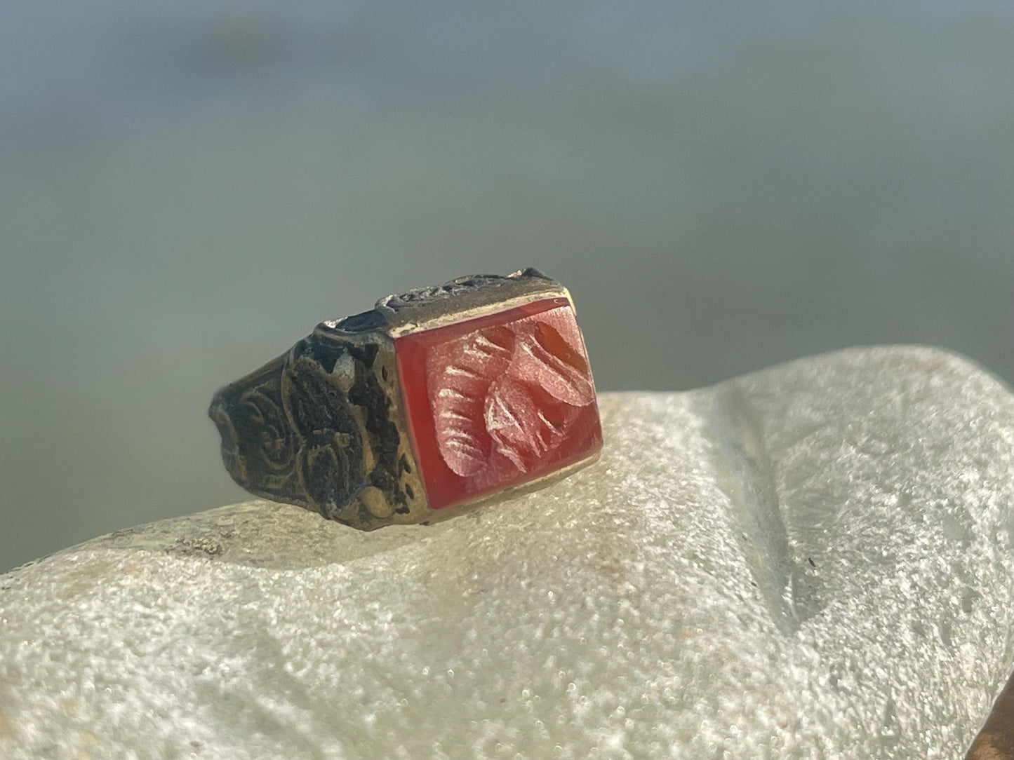 Fabulous vintage ring, Red carnelian ring, boho vintage jewellery, ethical jewellery, gypsy ring. Eco friendly jewellery.