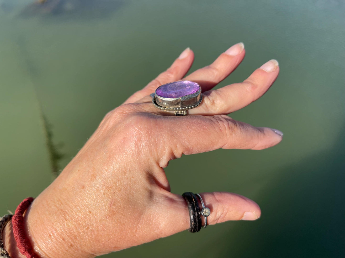 Fabulous vintage ring, large purple ring, boho vintage jewellery, ethical jewellery, gypsy ring. Gypsy jewellery, statement jewellery