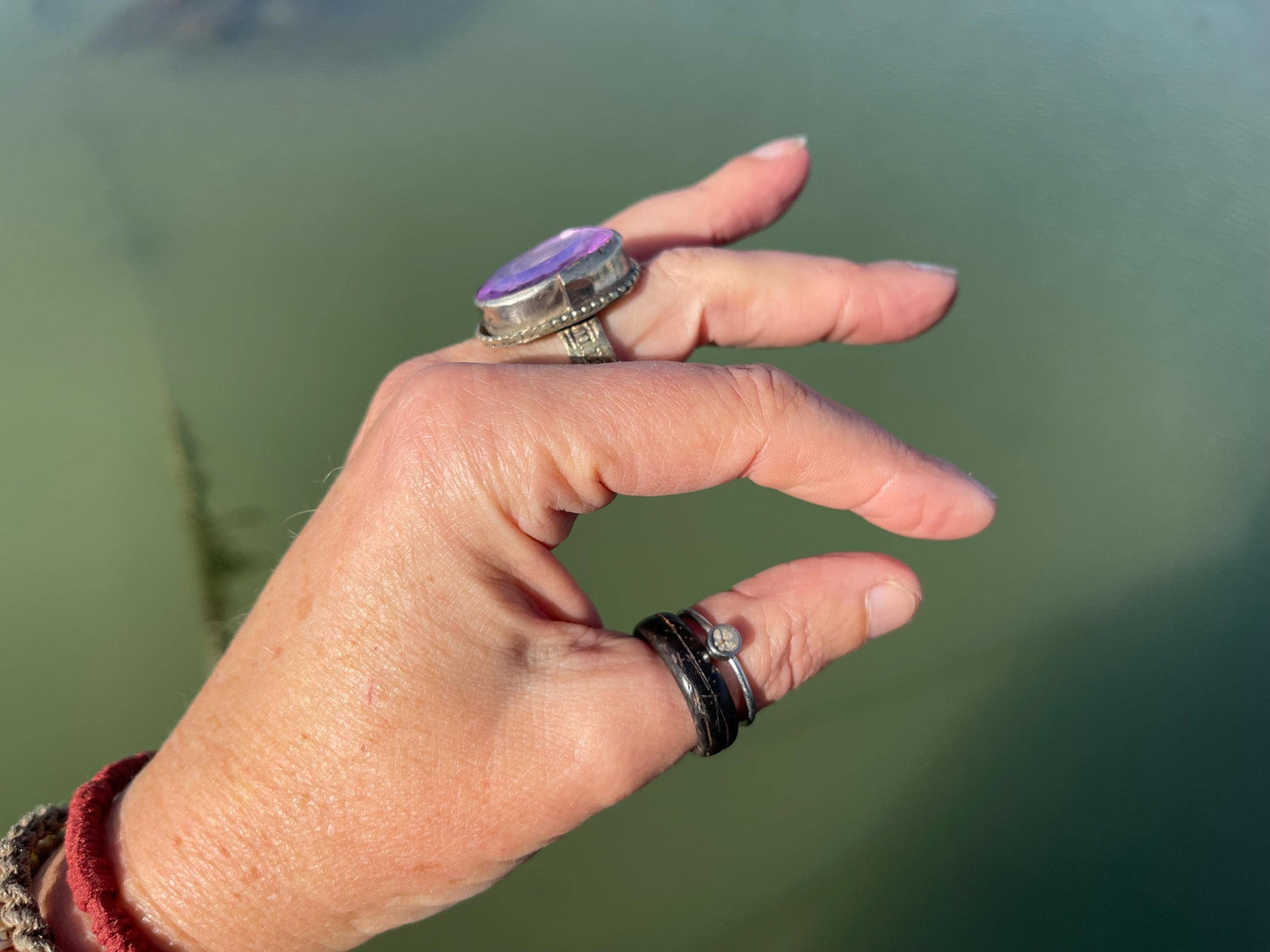 Fabulous vintage ring, large purple ring, boho vintage jewellery, ethical jewellery, gypsy ring. Gypsy jewellery, statement jewellery