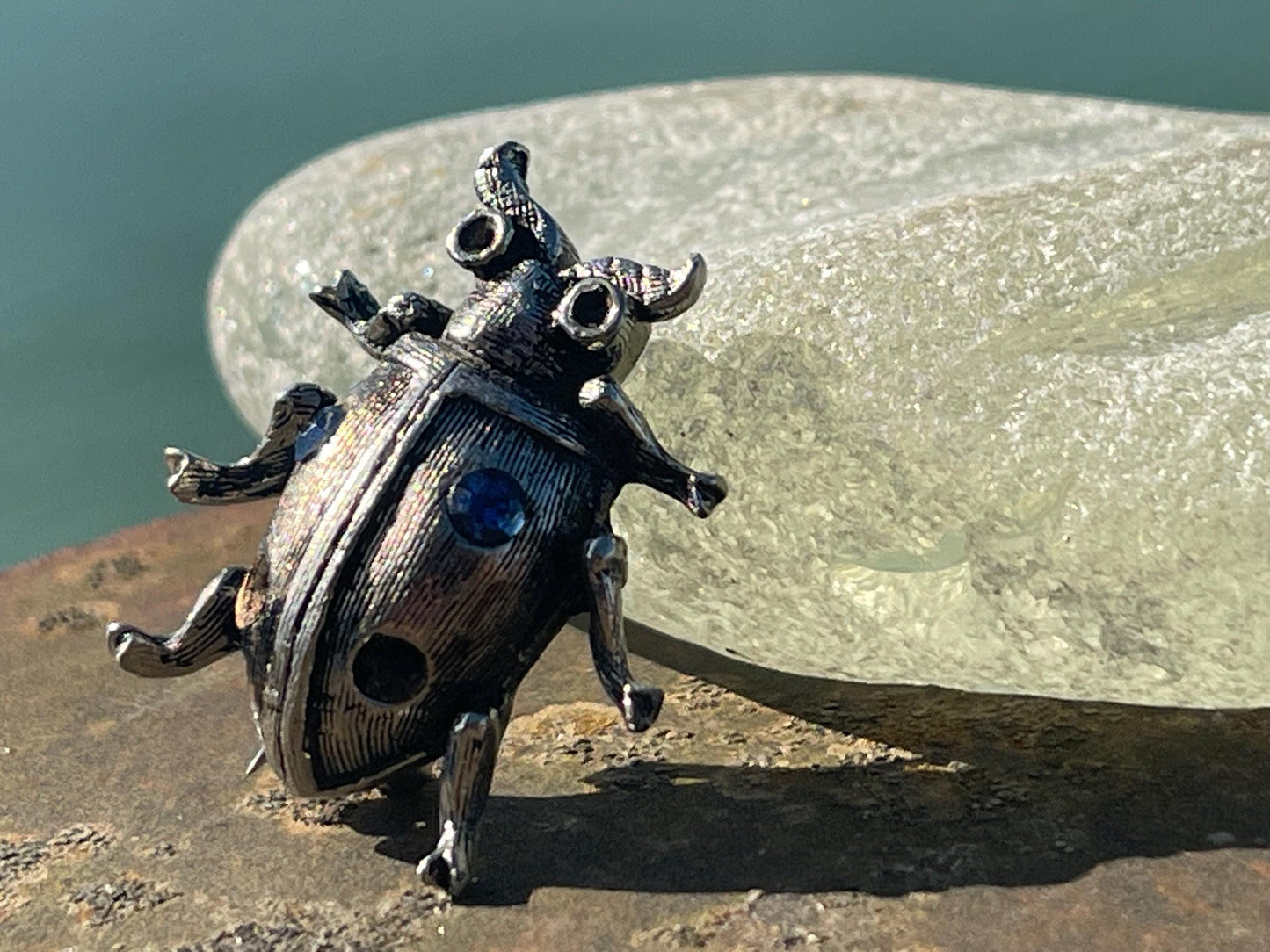 Beetle brooch, vintage brooch, vintage jewellery, retro jewellery, eco friendly gift for her, ethical jewellery, beetle pin. Insect brooch.