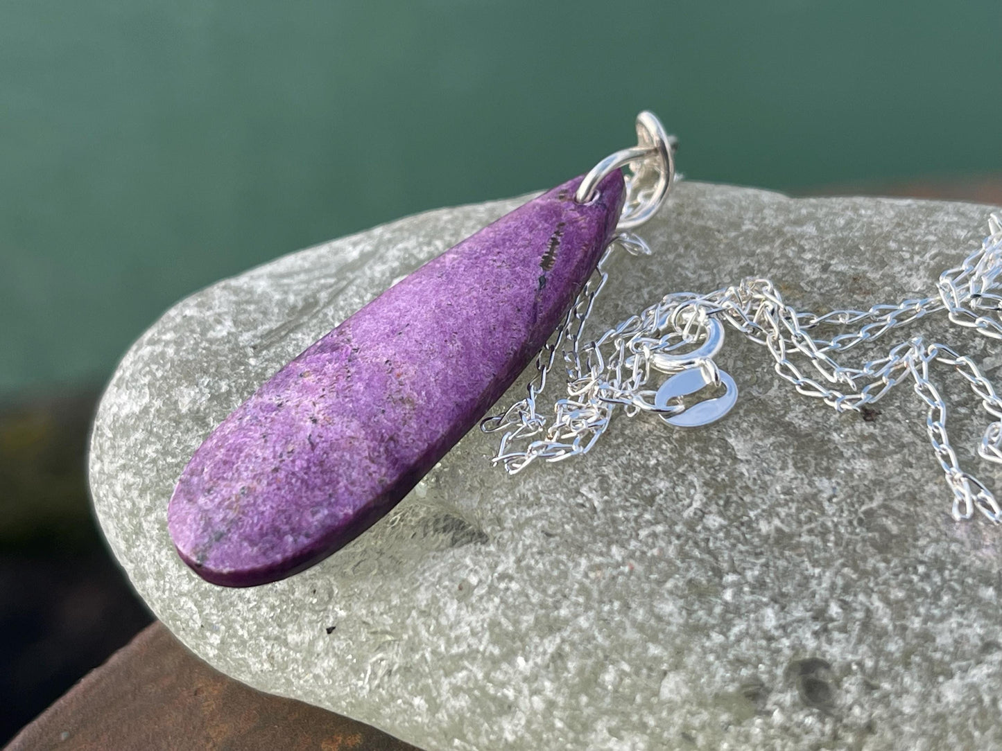 Charoite necklace, purple necklace. Handmade necklace, charoite jewellery, gift for her, unusual necklace, purple gemstone, unique jewellery