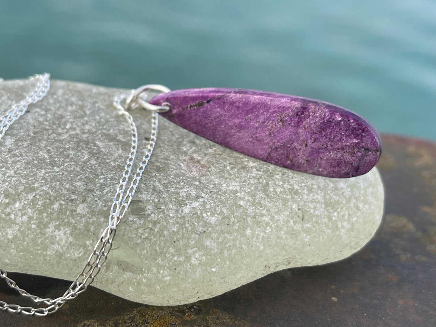 Charoite necklace, purple necklace. Handmade necklace, charoite jewellery, gift for her, unusual necklace, purple gemstone, unique jewellery