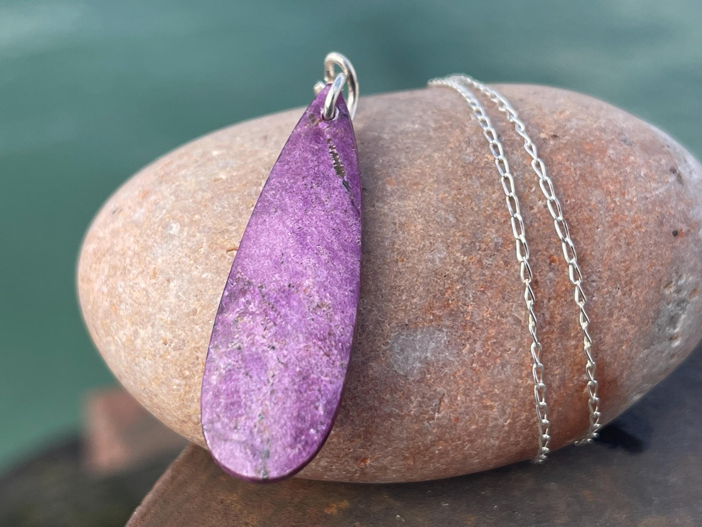 Charoite necklace, purple necklace. Handmade necklace, charoite jewellery, gift for her, unusual necklace, purple gemstone, unique jewellery