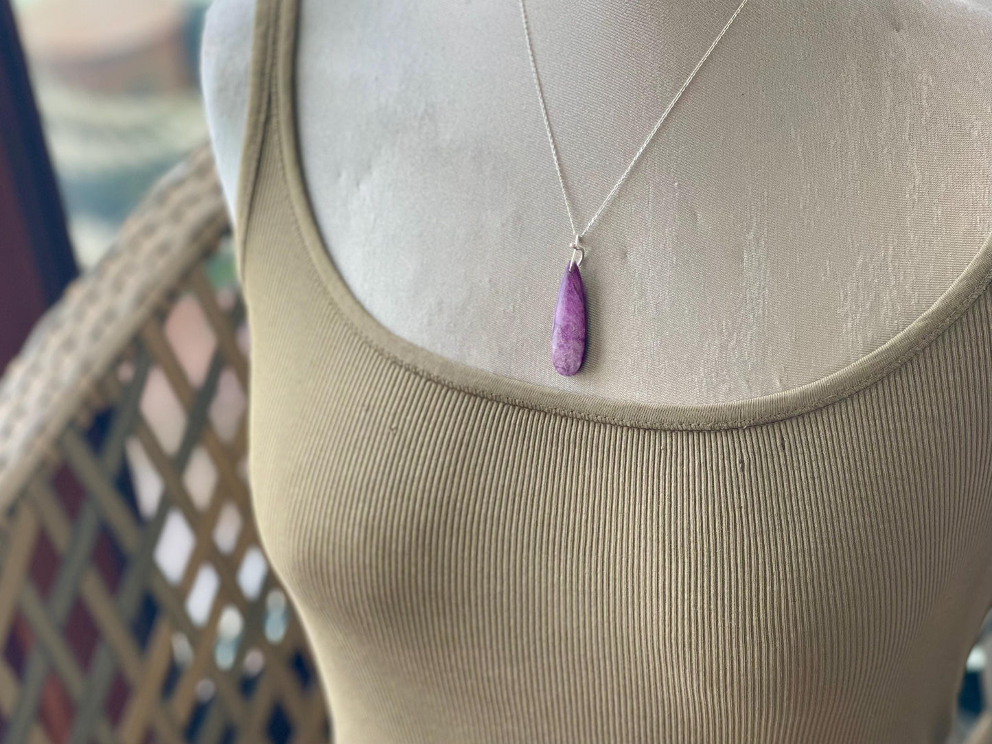 Charoite necklace, purple necklace. Handmade necklace, charoite jewellery, gift for her, unusual necklace, purple gemstone, unique jewellery