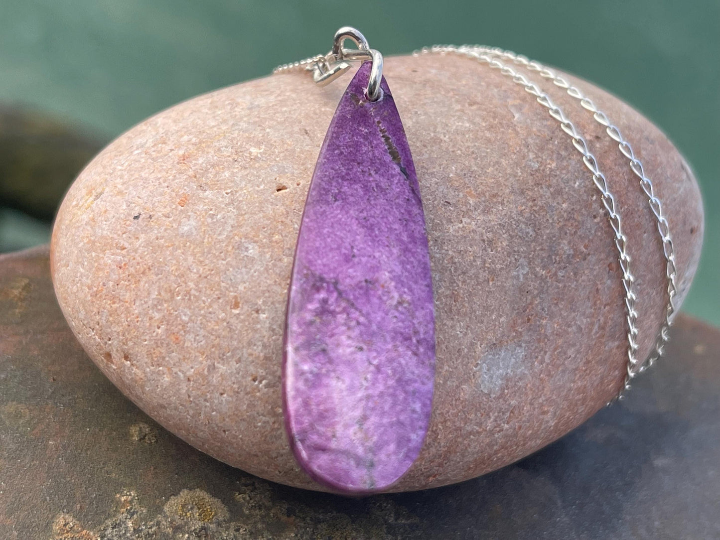 Charoite necklace, purple necklace. Handmade necklace, charoite jewellery, gift for her, unusual necklace, purple gemstone, unique jewellery