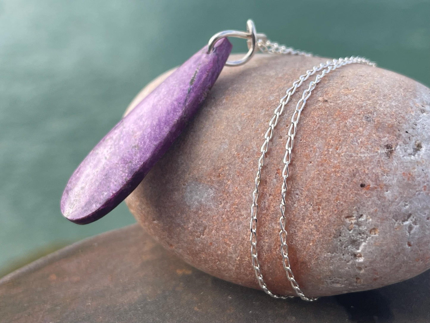 Charoite necklace, purple necklace. Handmade necklace, charoite jewellery, gift for her, unusual necklace, purple gemstone, unique jewellery