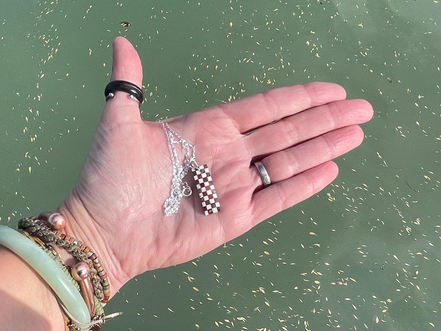 Fused gemstone necklace on recycled sterling silver. Ethical jewellery, lStunning unique jewellery. Unusual pendants.