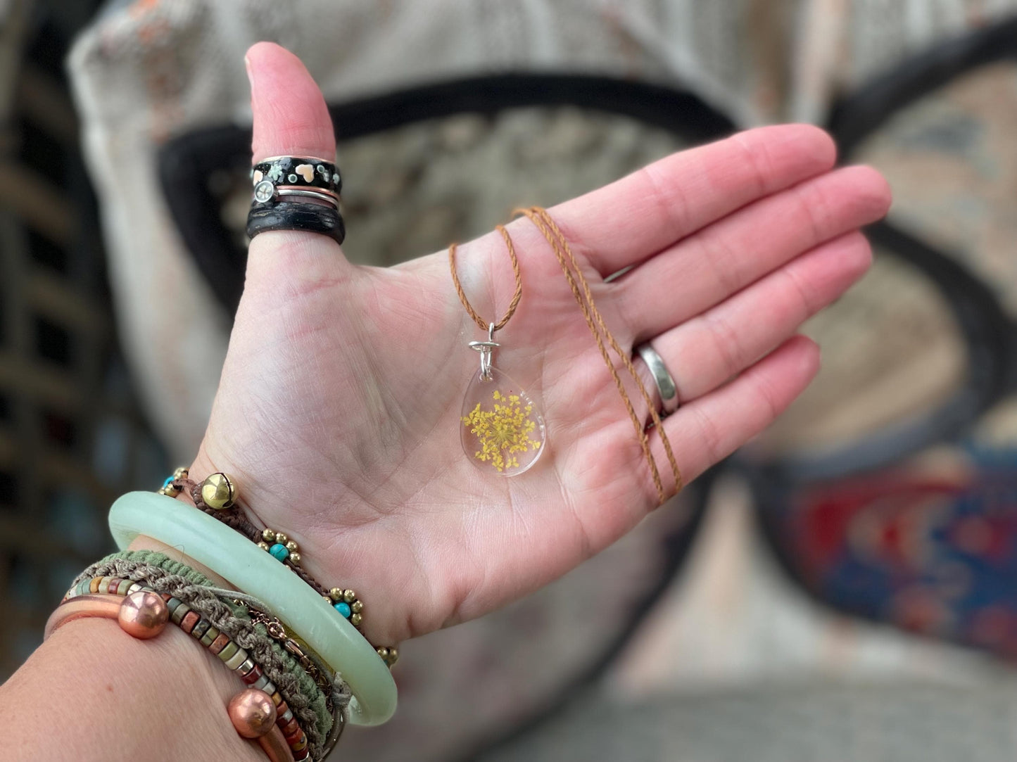 Handmade parsley pendant wrapped in recycled sterling silver. Romantic handmade jewellery. Eco friendly jewellery. Ethical jewellery.