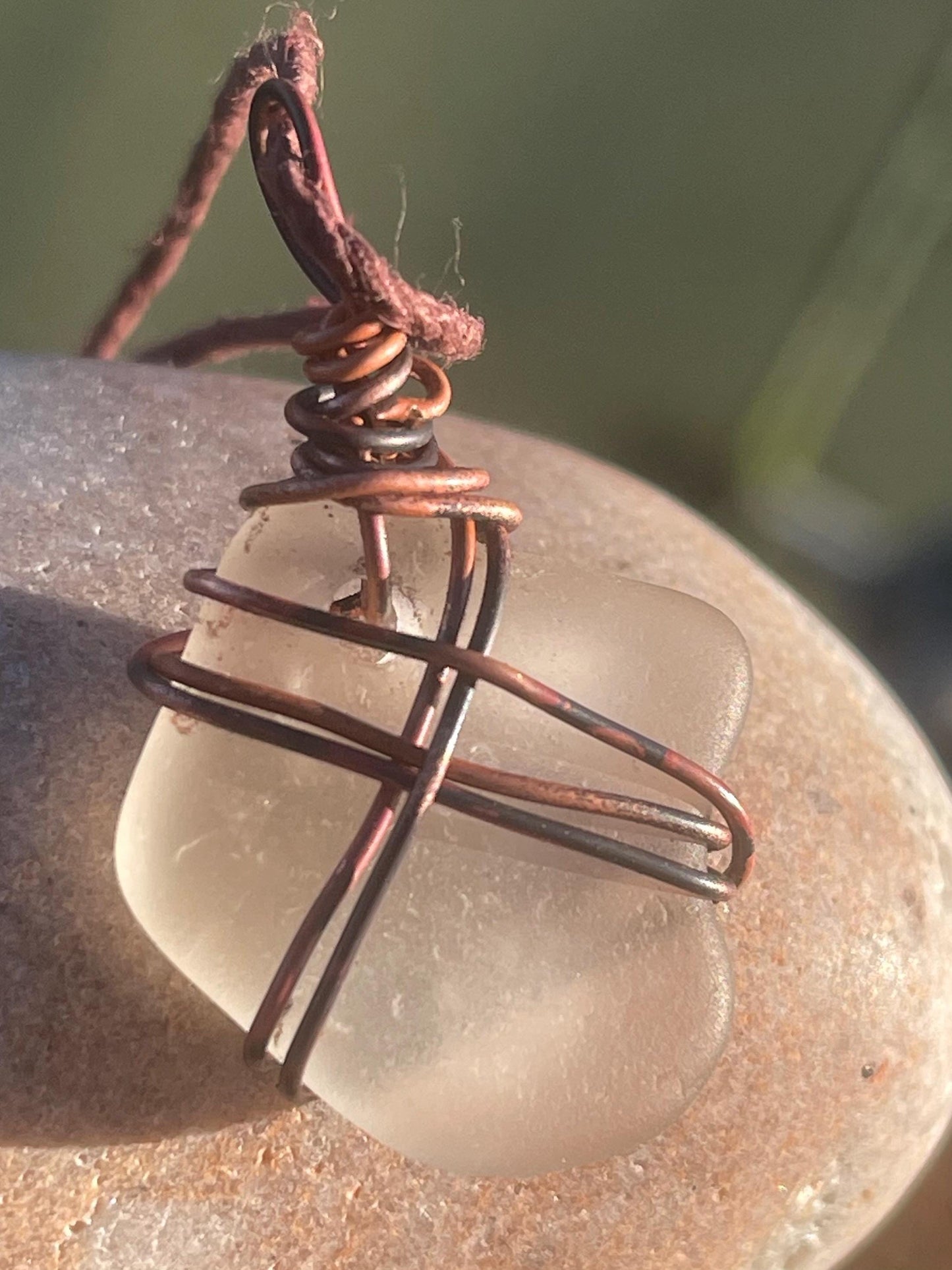 Sea glass necklace. Recycled necklace, gift for him. Ethical jewellery. Sea glass pendant. Eco friendly necklace. Eco friendly jewellery.