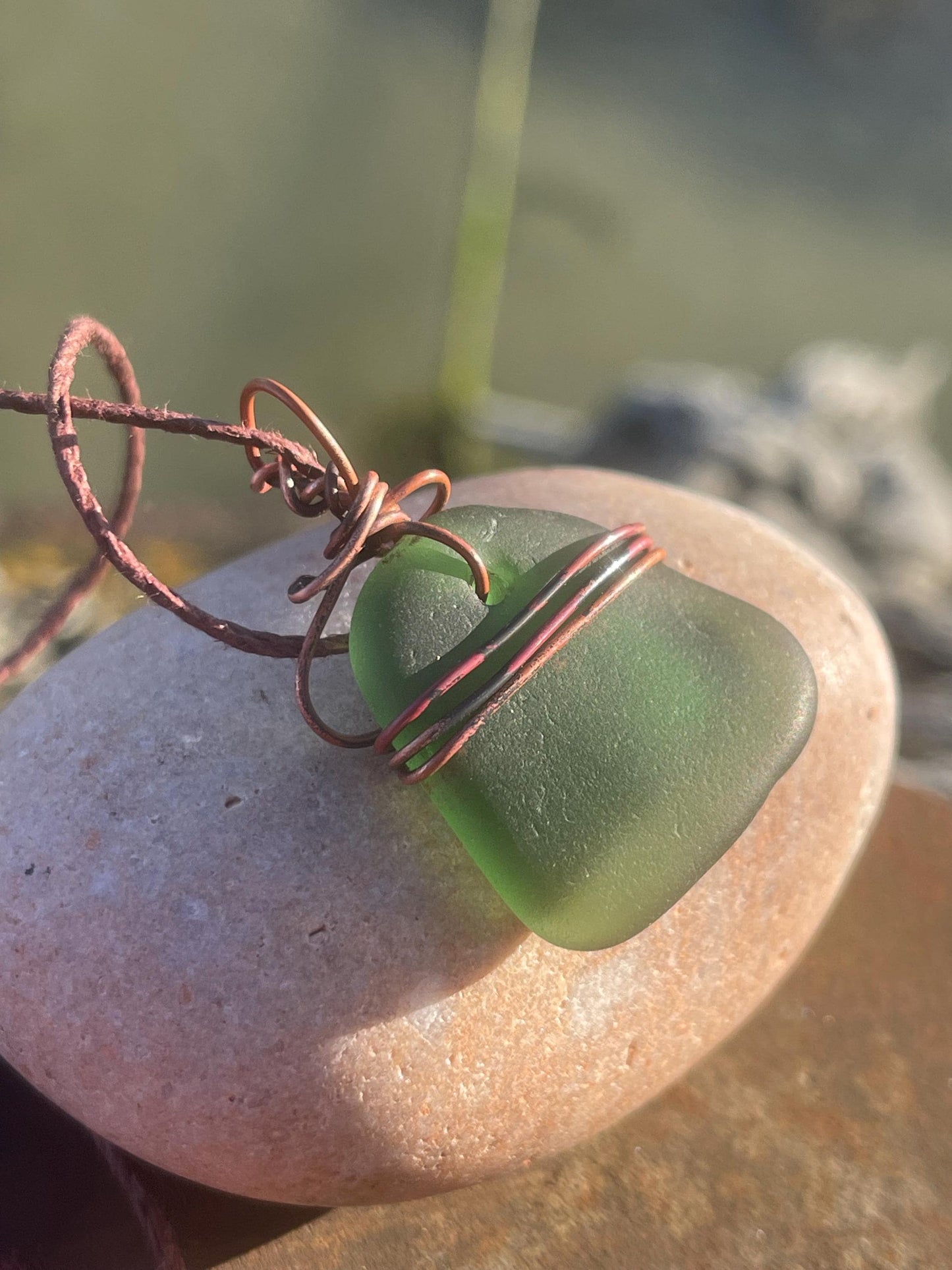Sea glass necklace. Recycled necklace, gift for him. Ethical jewellery. Sea glass pendant. Eco friendly necklace. Eco friendly jewellery.