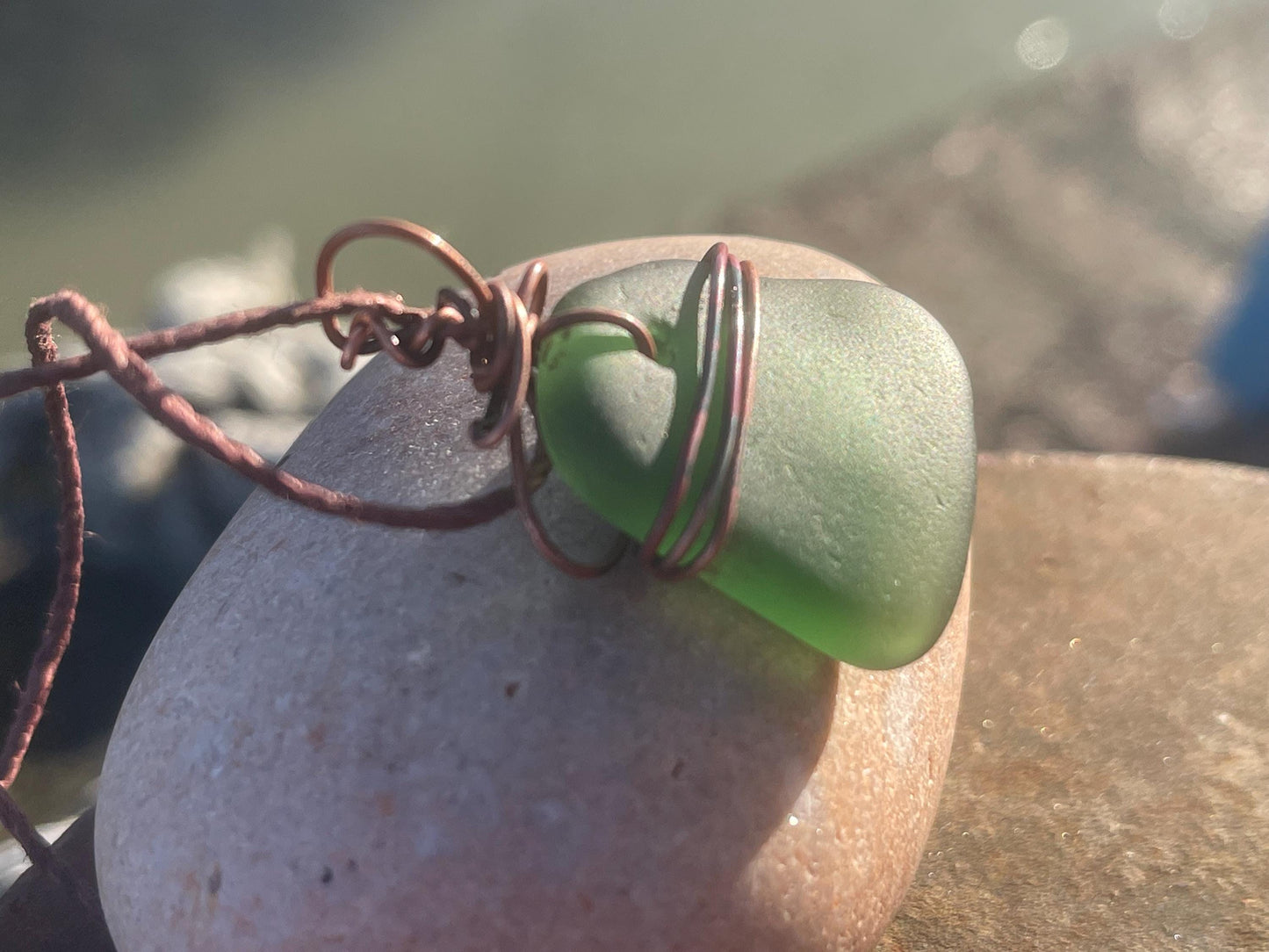 Sea glass necklace. Recycled necklace, gift for him. Ethical jewellery. Sea glass pendant. Eco friendly necklace. Eco friendly jewellery.