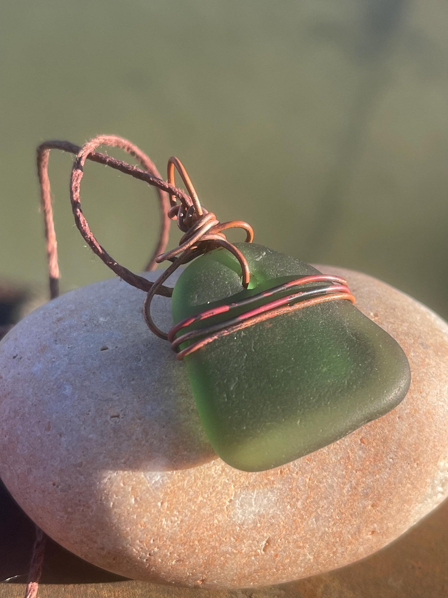 Sea glass necklace. Recycled necklace, gift for him. Ethical jewellery. Sea glass pendant. Eco friendly necklace. Eco friendly jewellery.