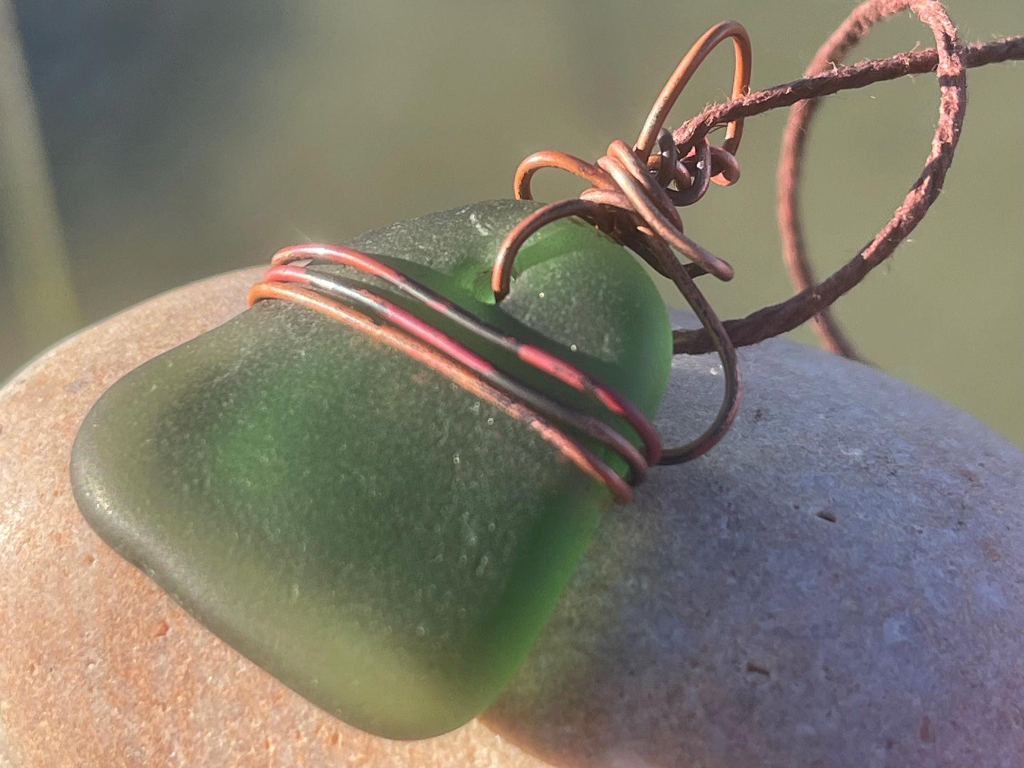 Sea glass necklace. Recycled necklace, gift for him. Ethical jewellery. Sea glass pendant. Eco friendly necklace. Eco friendly jewellery.