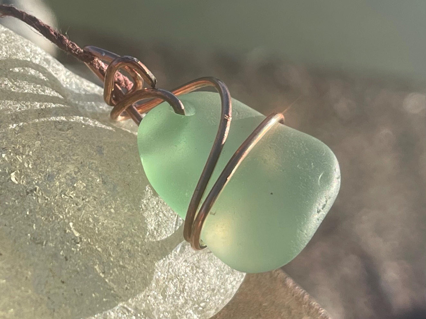 Sea glass necklace. Recycled necklace, gift for him. Ethical jewellery. Sea glass pendant. Eco friendly necklace. Eco friendly jewellery.