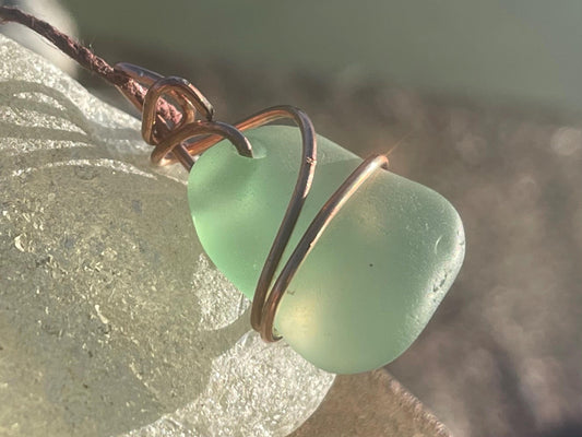 Sea glass necklace. Recycled necklace, gift for him. Ethical jewellery. Sea glass pendant. Eco friendly necklace. Eco friendly jewellery.
