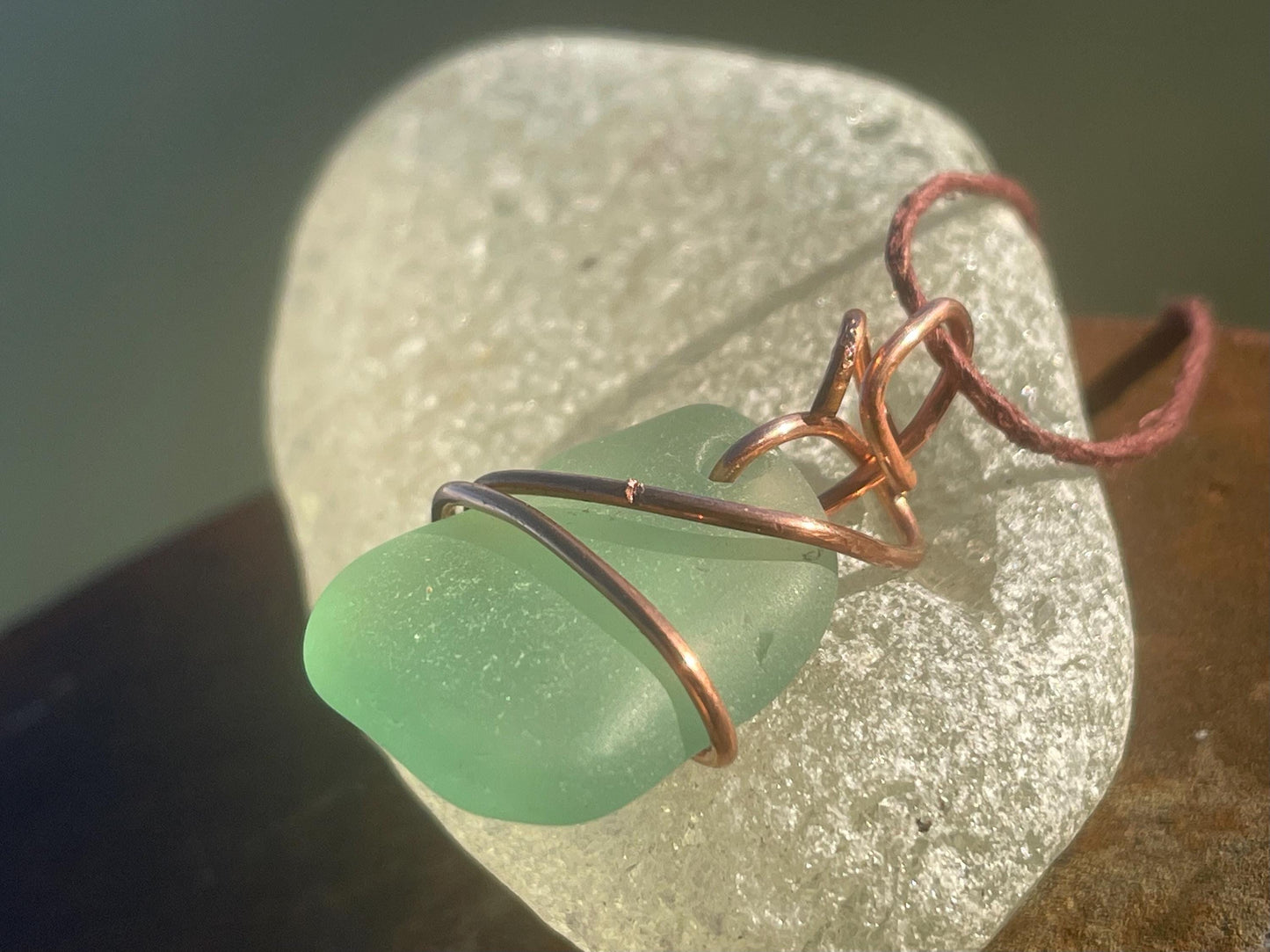 Sea glass necklace. Recycled necklace, gift for him. Ethical jewellery. Sea glass pendant. Eco friendly necklace. Eco friendly jewellery.