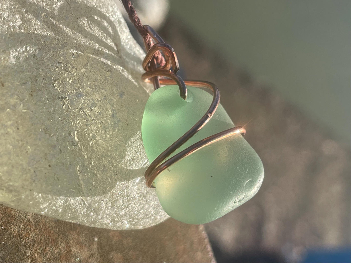 Sea glass necklace. Recycled necklace, gift for him. Ethical jewellery. Sea glass pendant. Eco friendly necklace. Eco friendly jewellery.