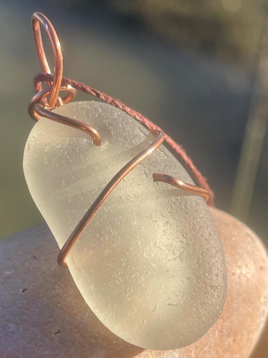 Sea glass necklace. Recycled necklace, gift for him. Ethical jewellery. Sea glass pendant. Eco friendly necklace. Eco friendly jewellery.