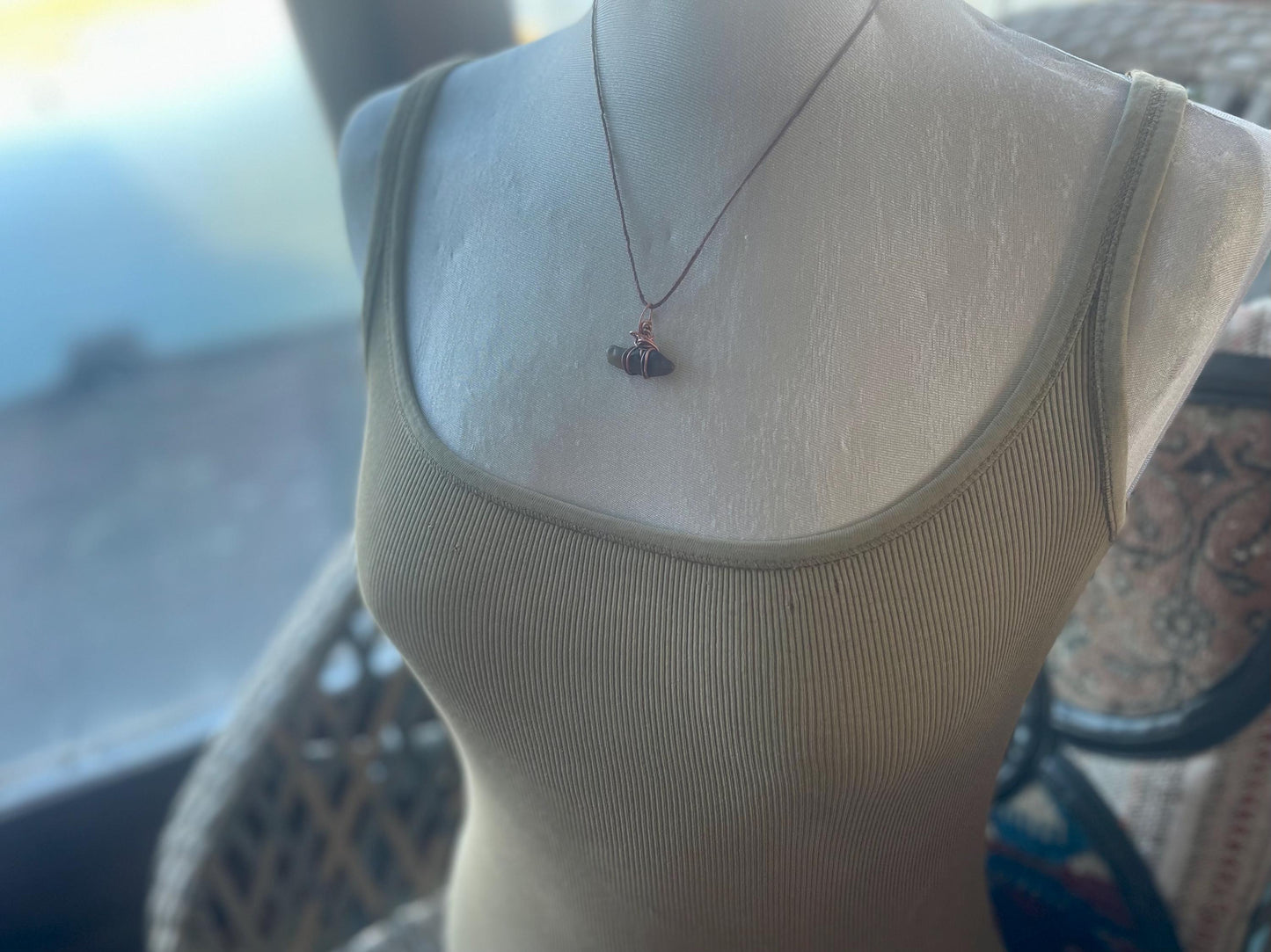 Sea glass necklace. Recycled necklace, gift for him. Ethical jewellery. Sea glass pendant. Eco friendly necklace. Eco friendly jewellery.