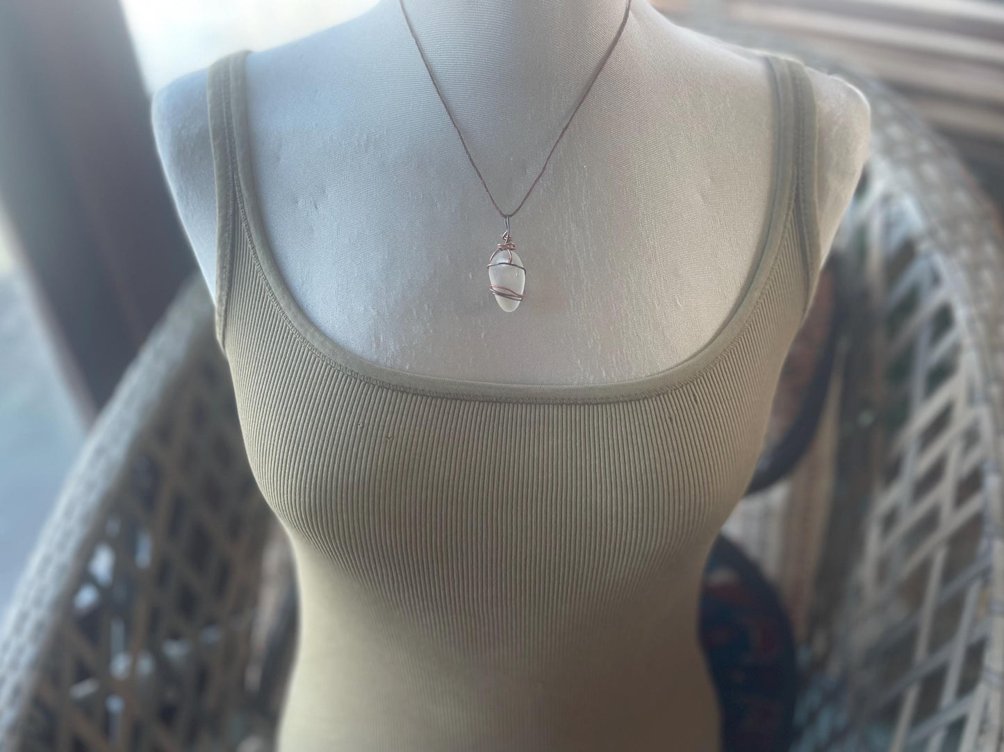 Sea glass necklace. Recycled necklace, gift for him. Ethical jewellery. Sea glass pendant. Eco friendly necklace. Eco friendly jewellery.