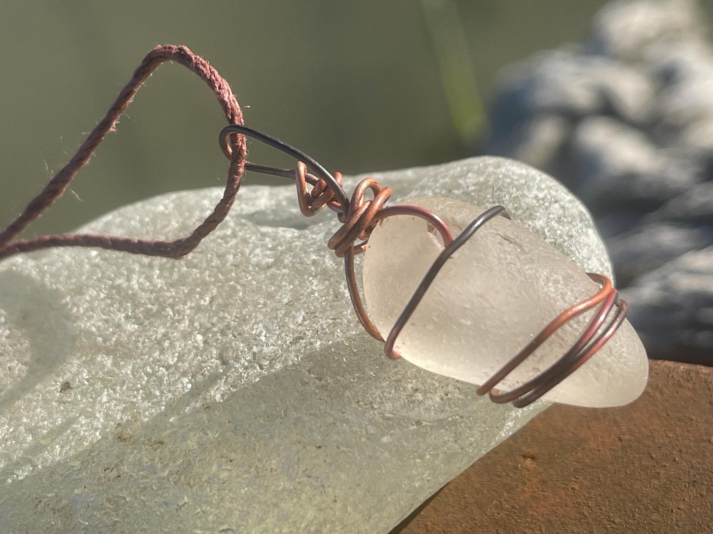 Sea glass necklace. Recycled necklace, gift for him. Ethical jewellery. Sea glass pendant. Eco friendly necklace. Eco friendly jewellery.