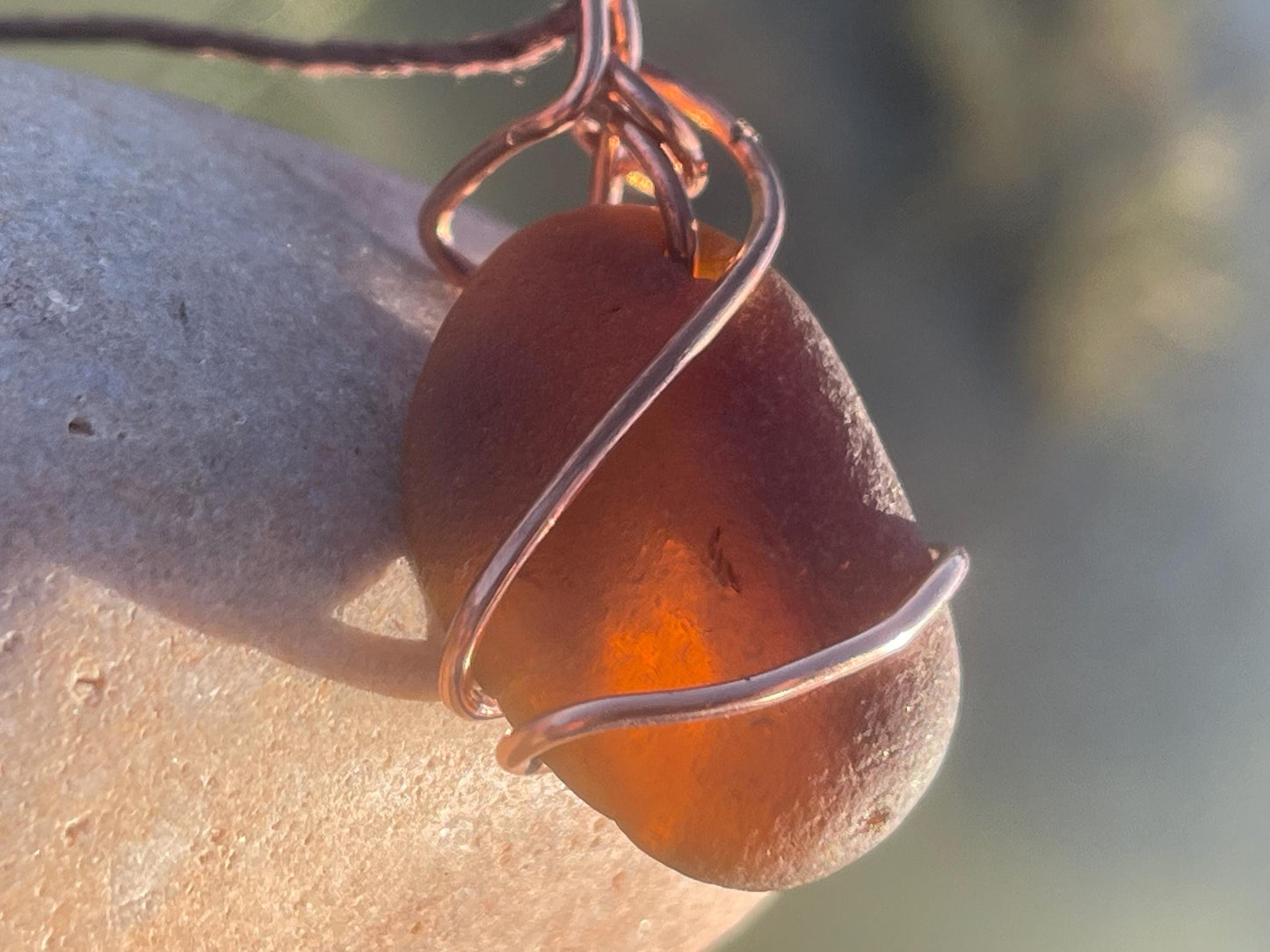 Sea glass necklace. Recycled necklace, gift for him. Ethical jewellery. Sea glass pendant. Eco friendly necklace. Eco friendly jewellery.