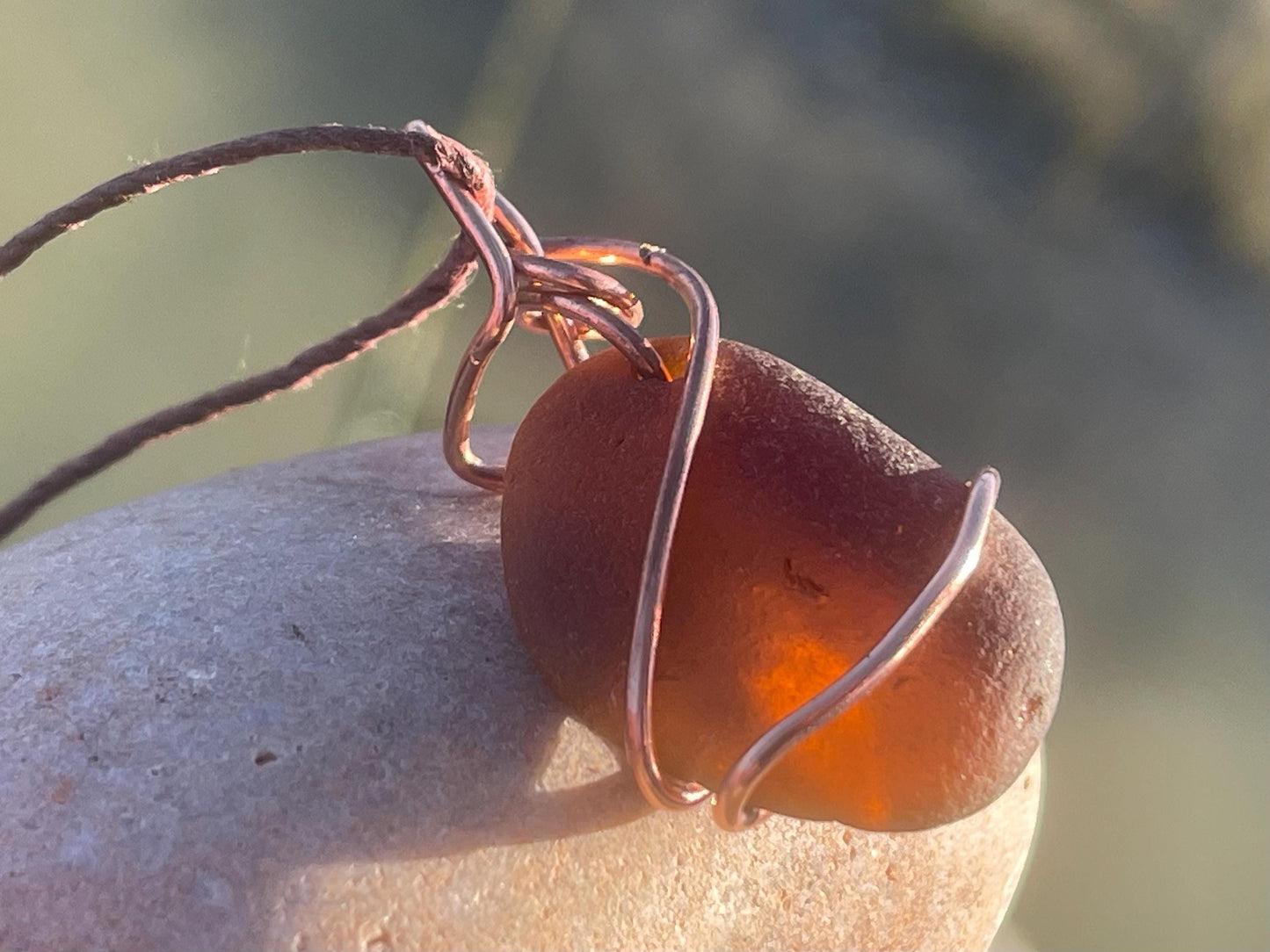 Sea glass necklace. Recycled necklace, gift for him. Ethical jewellery. Sea glass pendant. Eco friendly necklace. Eco friendly jewellery.