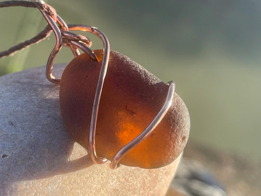 Sea glass necklace. Recycled necklace, gift for him. Ethical jewellery. Sea glass pendant. Eco friendly necklace. Eco friendly jewellery.