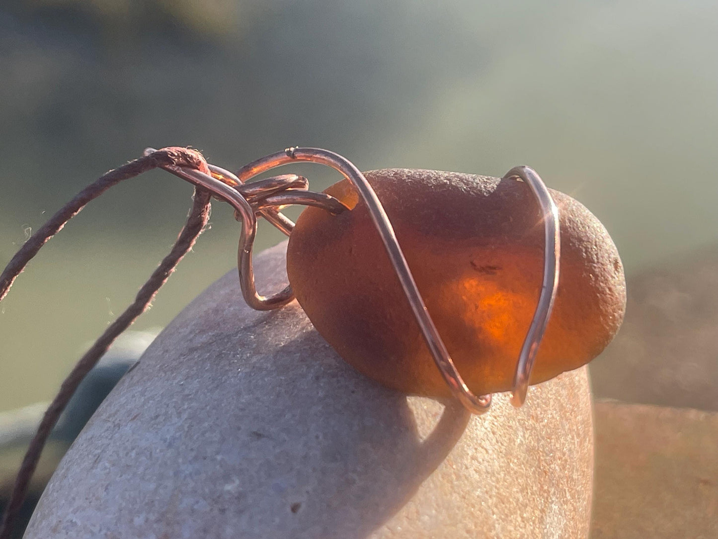 Sea glass necklace. Recycled necklace, gift for him. Ethical jewellery. Sea glass pendant. Eco friendly necklace. Eco friendly jewellery.