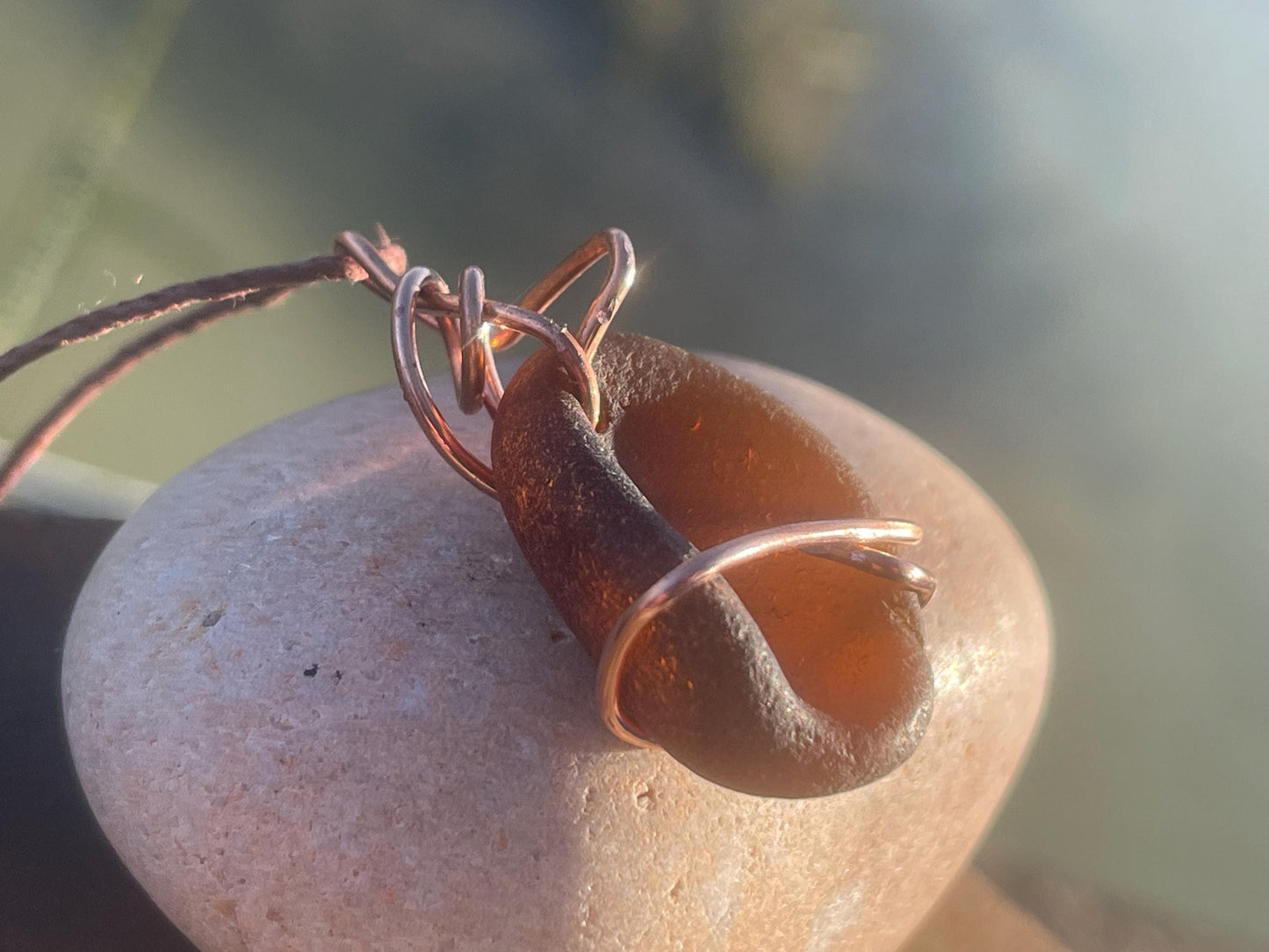 Sea glass necklace. Recycled necklace, gift for him. Ethical jewellery. Sea glass pendant. Eco friendly necklace. Eco friendly jewellery.