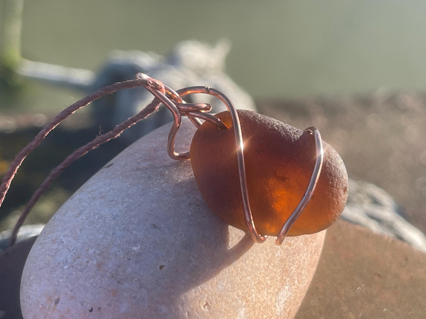 Sea glass necklace. Recycled necklace, gift for him. Ethical jewellery. Sea glass pendant. Eco friendly necklace. Eco friendly jewellery.